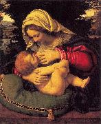 Andrea Solario Madonna of the Green Cushion oil on canvas